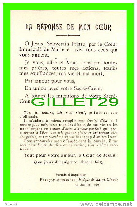 IMAGES RELIGIEUSES - TOI, DU MOINS, AIME-MOI ! - LA RÉPONSE DE MON COEUR - FRANÇOIS-ALEXANDRE, 1912 - - Devotion Images