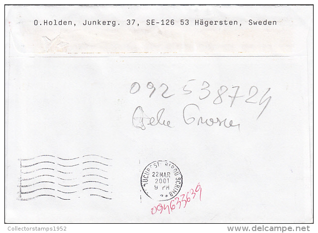 25348- PORCELAIN, BLACKGAMMON, BADMINTON, JOGGING, KING CARL VI ADOLF, HERITAGE, STAMPS ON COVER, 2001, SWEDEN - Lettres & Documents