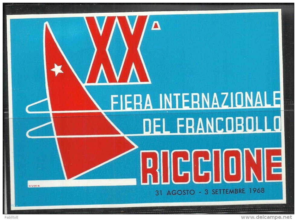 ITALIA REPUBBLICA ITALY  XX FIERA INTERNAZIONALE DEL FRANCOBOLLO DI RICCIONE 31 AGOSTO 1968 CARTOLINA POST CARD - Manifestations