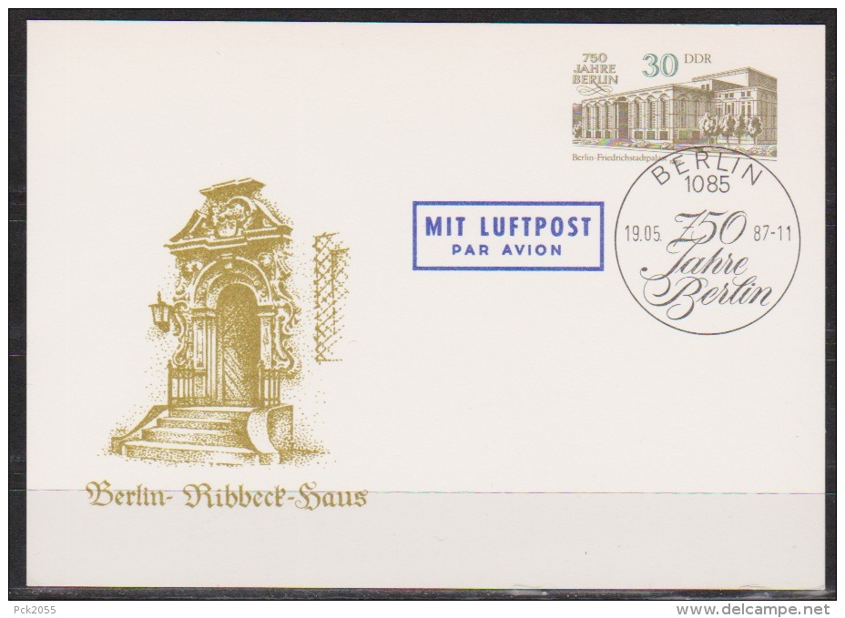 DDR Ganzsache 1987 MiNr. P 98 Ungelaufen Luftpost Sonderstempel ( D 1126 ) - Cartes Postales - Neuves