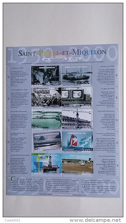 Saint Pierre Et Miquelon : Feuille Neuve Timbres N° 727 à 736 Les Instantanés Du Siècle - Neufs