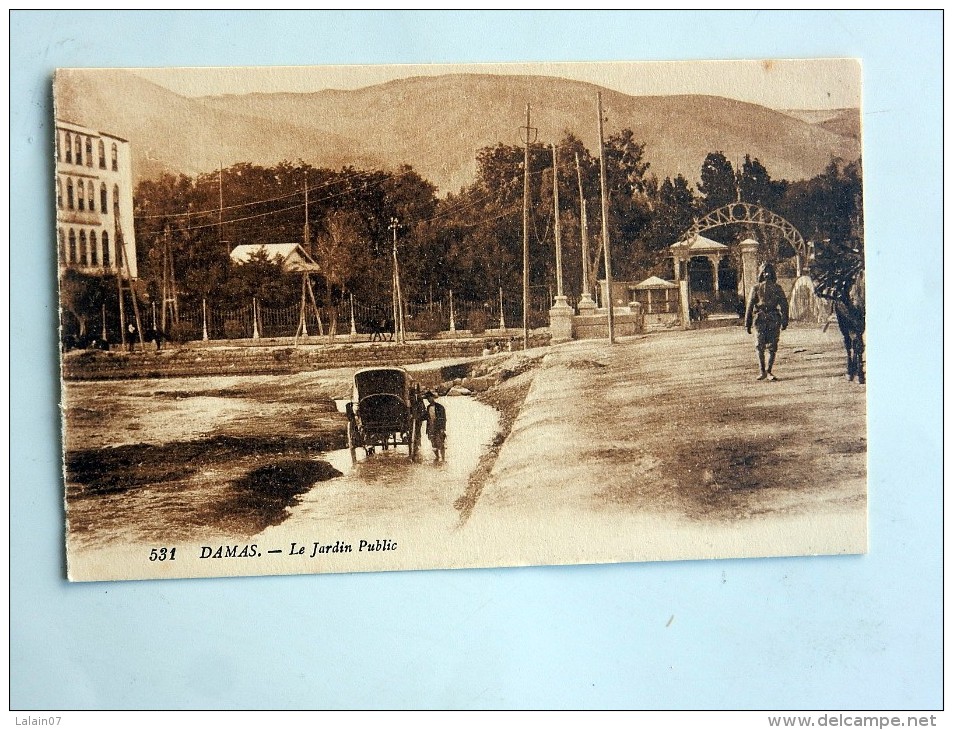 Carte Postale Ancienne : DAMAS : Le Jardin Public, Animé - Syrie