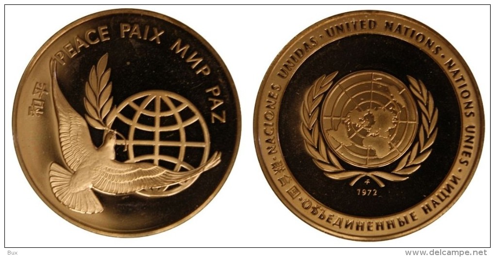 MEDAGLIA NAZIONI UNITE UNITED NATIONS 1972 PACE PEACE PAIX PAZ   Fondo Specchio   Med - Altri & Non Classificati