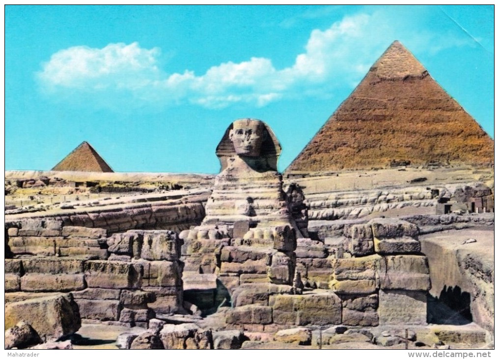 Egypt - Giza - The Great Sphinx And Khefren Pyramid - Gizeh