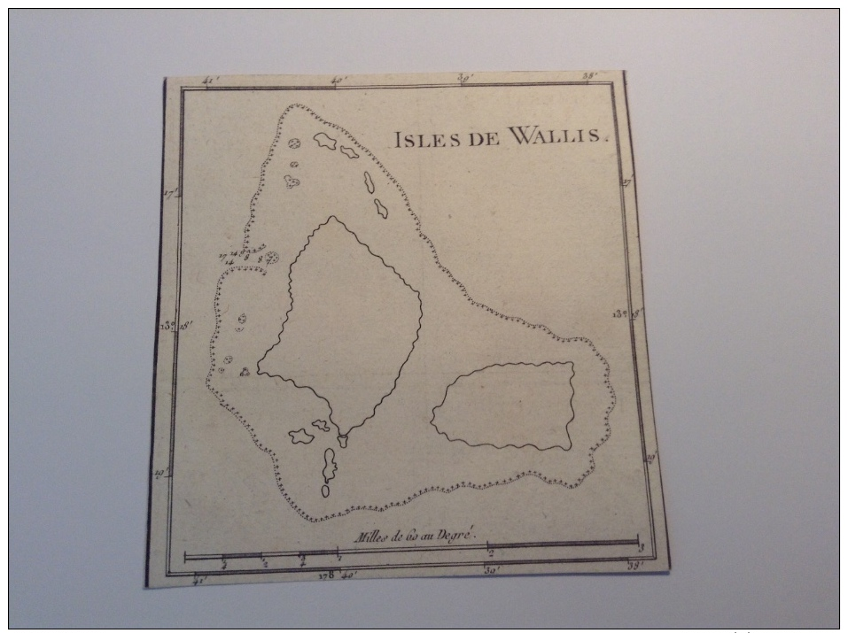 Wallis Et Futuna 1785 Cook Benard Map Of The Island "Isles De Wallis" French Polynesia (carte Geographique) - Geographical Maps