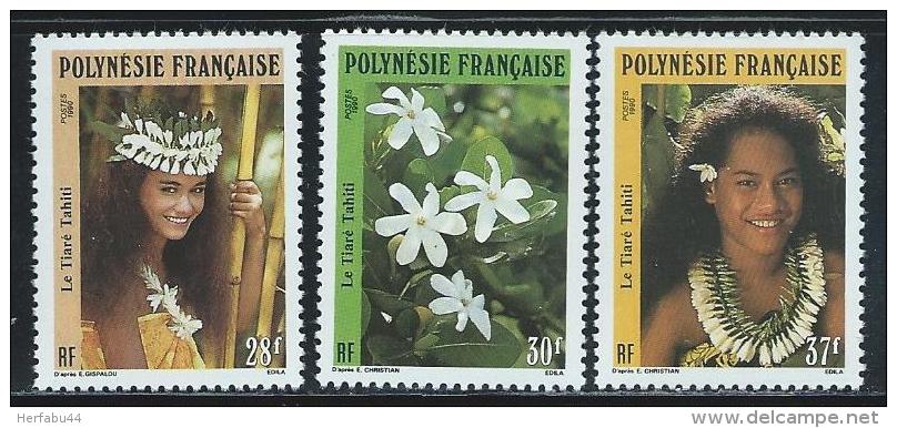 French Polynesia      "Tiare Flowers"         Set     SC# 552-54     MNH** - Nuovi