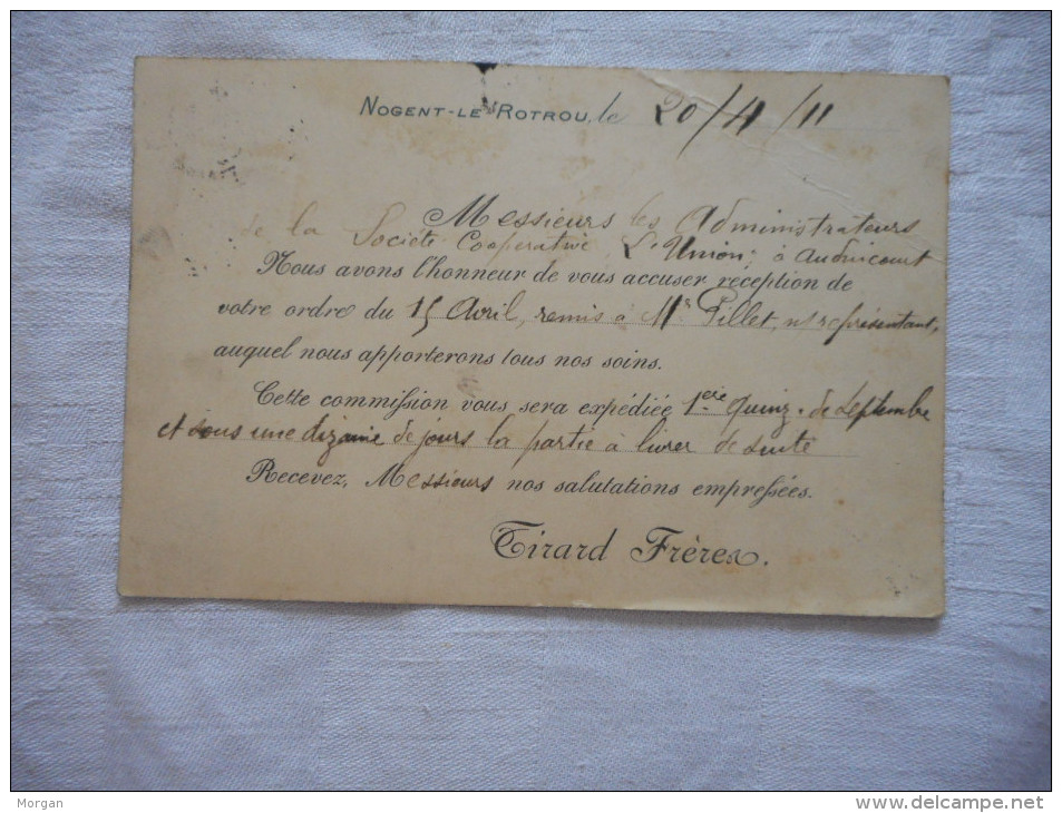 CPA 28 - NOGENT LE ROTROU - USINE De CHAUSSURES, TIRARD Frères  1911, EN TETE COMMERCIALE - Nogent Le Rotrou