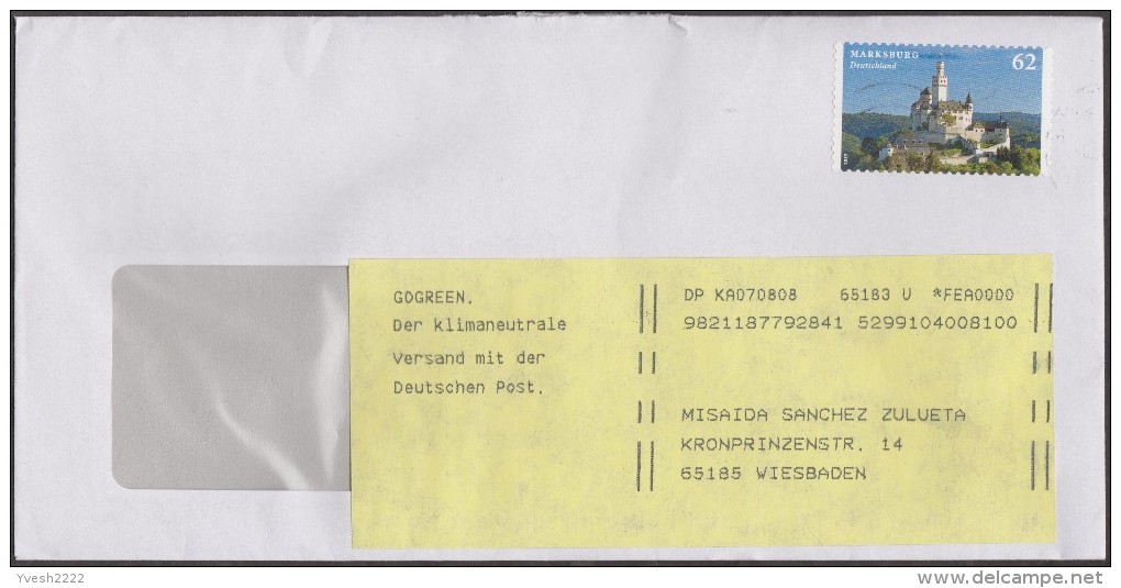 Allemagne 2015. Étiquette Postale "Gogreen" Collée Sur Une Enveloppe. Envoi Neutre Pour Le Climat Par La Poste Allemande - Clima & Meteorologia