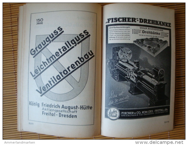 1941 Kalender des Deutschen Metall Arbeiters, Verlag DAF, Berlin, 328 Seiten + 71 Seiten alte Werbung, Fahrrad, Auto usw