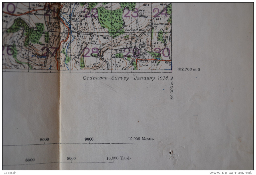 Carte Topographique Militaire Au 40.000 De Laon Et Région Champagne En 1918. Armée Anglaise N°70d - Cartes Topographiques