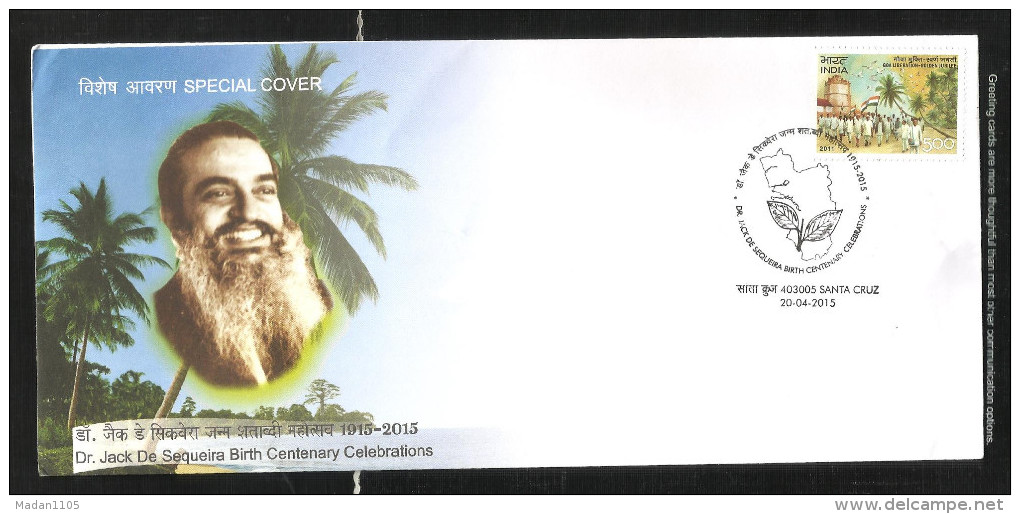 INDIA, 2015, SPECIAL COVER,  Dr Jack De Sequeira  Birth Centenary, Celebrations,, Santa Cruz - Cartas & Documentos