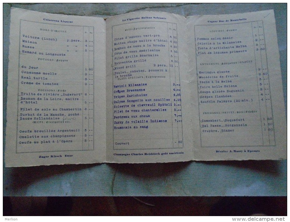 Huguenin Zürich  - Carte De Consommation -  Gattiker Und Co   MENU  1931   B158.8 - Sonstige & Ohne Zuordnung