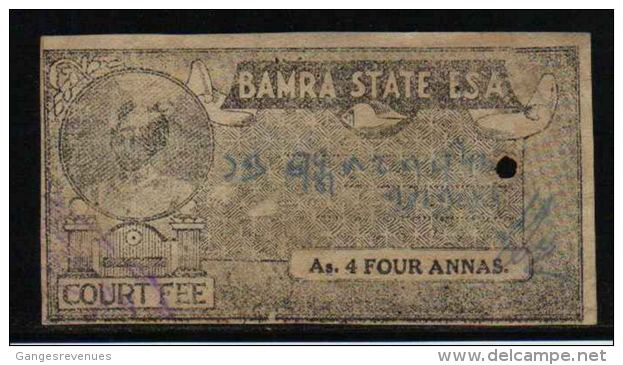 BAMRA  State  4A Court Fee Type 11A  K&M  # Not Recorded # 84691  India  Inde  Indien Revenue Fiscaux - Bamra