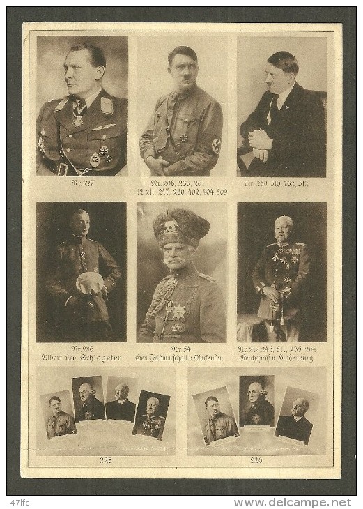 Grande CPA Gabler & Kohler Wehrmacht- Und Bürobedarf - Quelques Portraits : Goering, Hitler, Schlageter, Von Mackensen - Personnages
