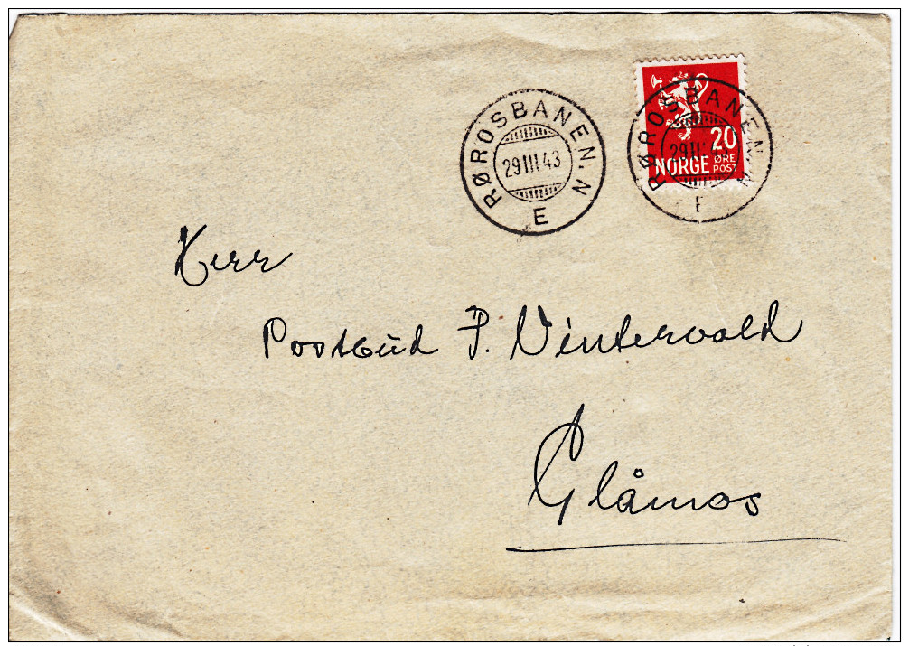 Bahnpost Norwegen Rørosbanen. N   Vom 29.3.1943 - Briefe U. Dokumente