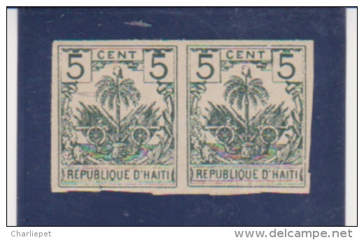 Hati, Scott # 41, Imperf Pair,Palm Tree , Coat Of Arms, Issued 1896 MLH Catalogue $9.00 - Haiti