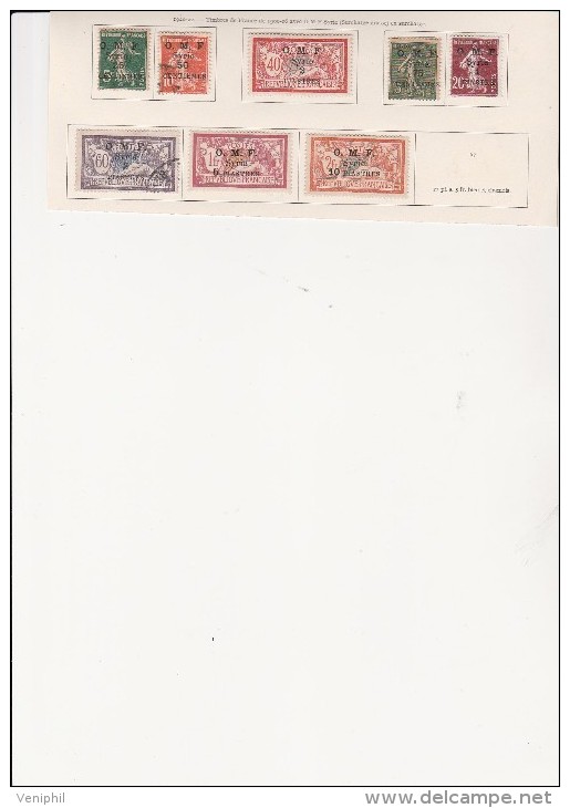 SYRIE-  N° 57 - 58 -59 -63-64-65-66  COTE : 23,40 €  ANNEE 1920-22 - Oblitérés