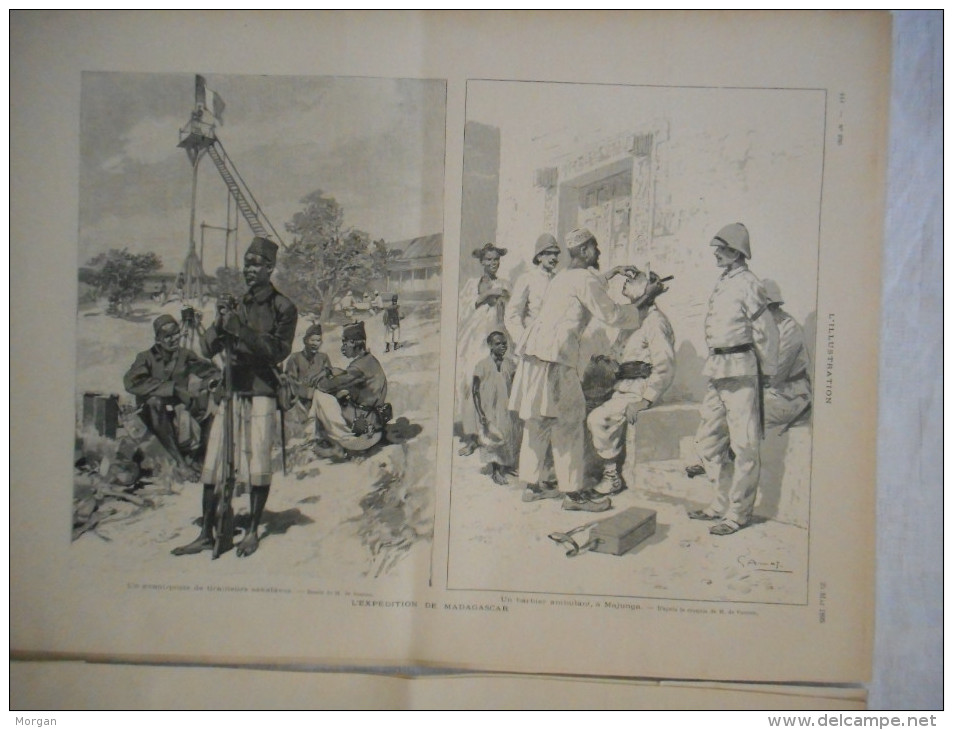 MADAGASCAR, RARE, 1895,  SUPERBE REPORTAGE Illustré de GRAVURES, REUNION DE LA SERIE D'ARTICLES, EXPEDITION, TANANARIVE