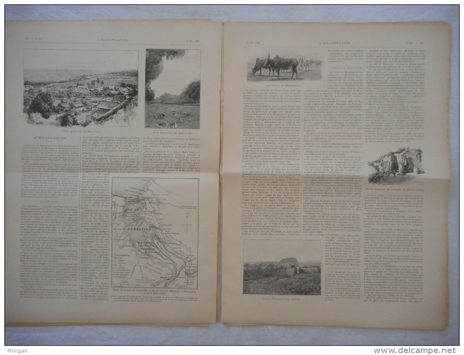 MADAGASCAR, RARE, 1895,  SUPERBE REPORTAGE Illustré de GRAVURES, REUNION DE LA SERIE D'ARTICLES, EXPEDITION, TANANARIVE