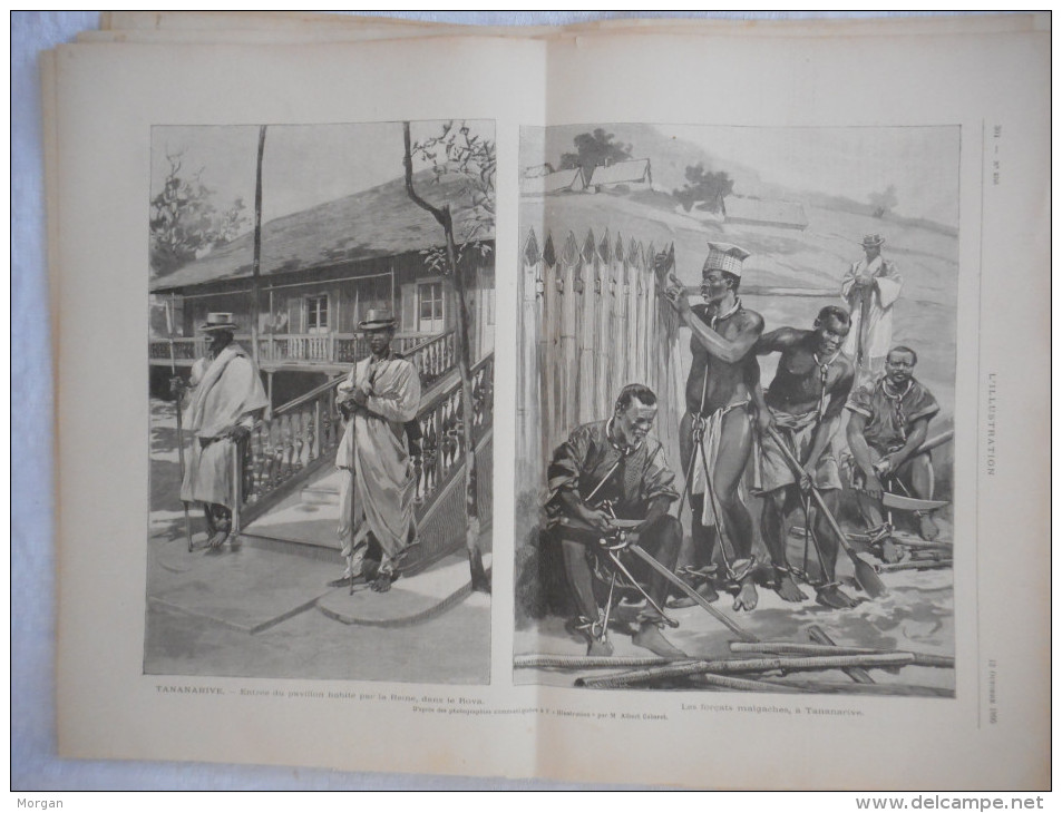 MADAGASCAR, RARE, 1895,  SUPERBE REPORTAGE Illustré de GRAVURES, REUNION DE LA SERIE D'ARTICLES, EXPEDITION, TANANARIVE