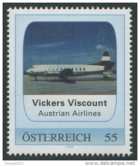 ÖSTERREICH / PM Vickers Viscount - Austrian Airlines / Postfrisch / ** - Personalisierte Briefmarken