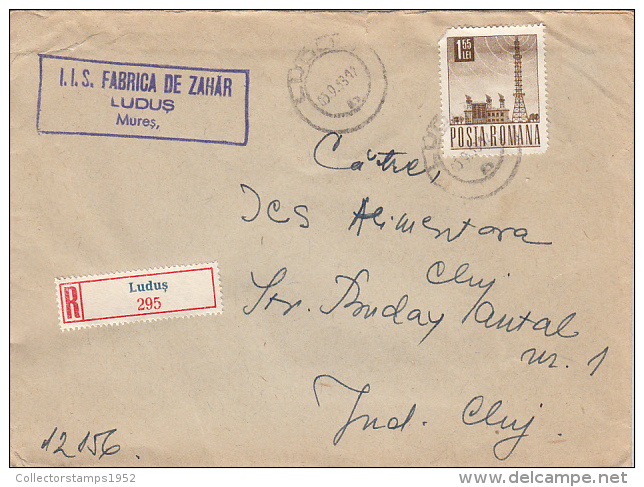 25384- RADIO TOWER, STAMPS ON REGISTERED COVER, 1968, ROMANIA - Covers & Documents