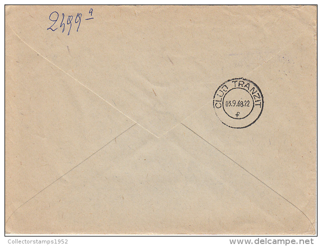 25384- RADIO TOWER, STAMPS ON REGISTERED COVER, 1968, ROMANIA - Covers & Documents