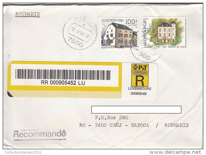 25490- ROME TREATY ANNIVERSARY, BETRANGE HOUSE, STAMPS ON REGISTERED COVER, 1997, LUXEMBOURG - Lettres & Documents