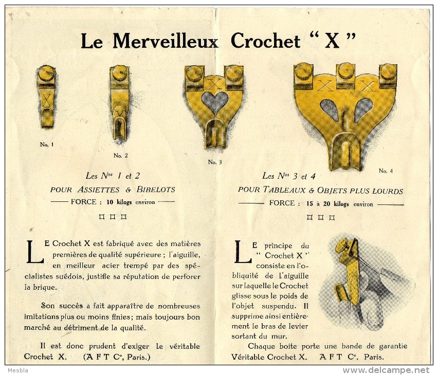 LE  CROCHET  MERVEILLEUX  X - Souvent Imité,   Jamais égalé -   Publicité  2 Volets - Advertising
