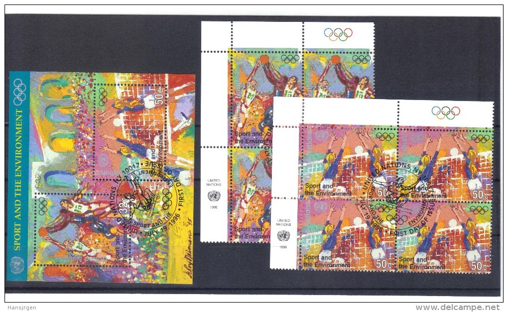 XIO181  UNO NEW YORK  1996  MICHL  716/17 VIERERBLÖCKE + BLOCK 13  GESTEMPELT - Used Stamps