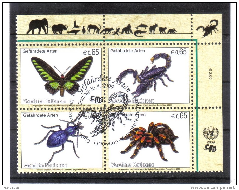 XIO200 UNO WIEN 2009 MICHL 588/91 Gefährderte Arten INSEKTEN Viererblock Gestempelt SIEHE ABBILDUNG - Used Stamps