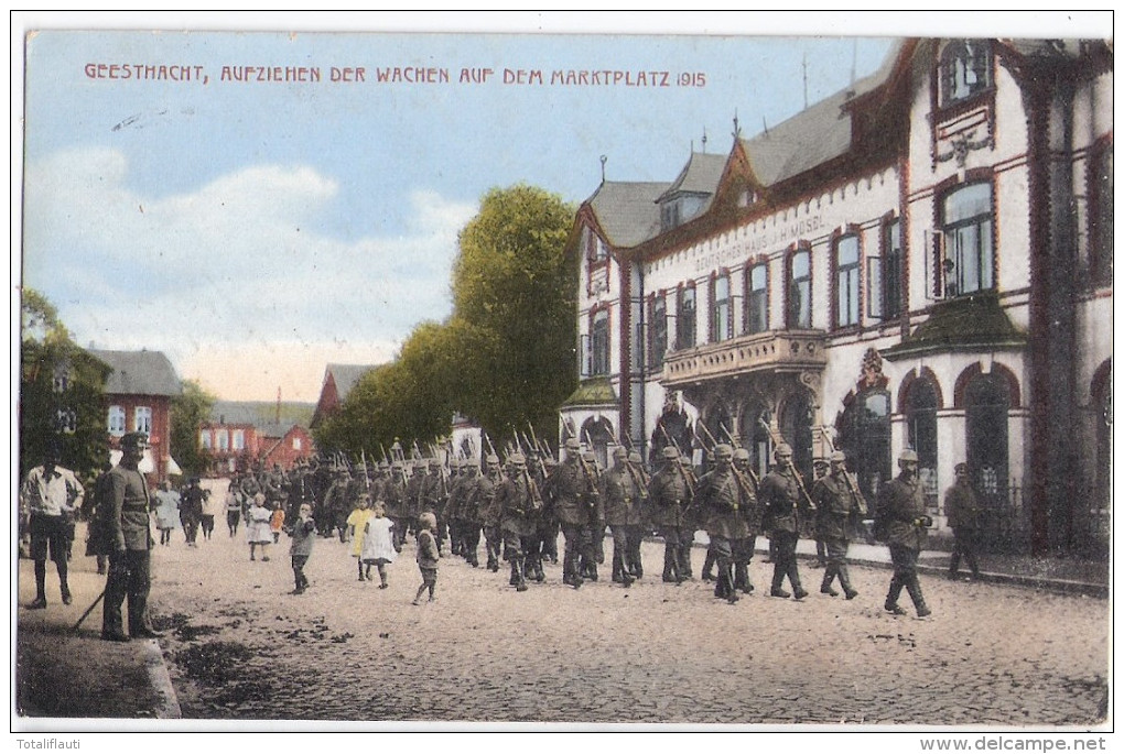 GEESTHACHT Aufziehen Der Wachen A D Marktplatz 1915 Militär Pickelhaube Kinder Als Feldpost 2.9.1916 Gelaufen - Geesthacht