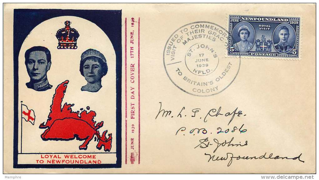 1939  Royal Visit  Sc 249  Addressed FDC  Unknown Cachet - 1908-1947