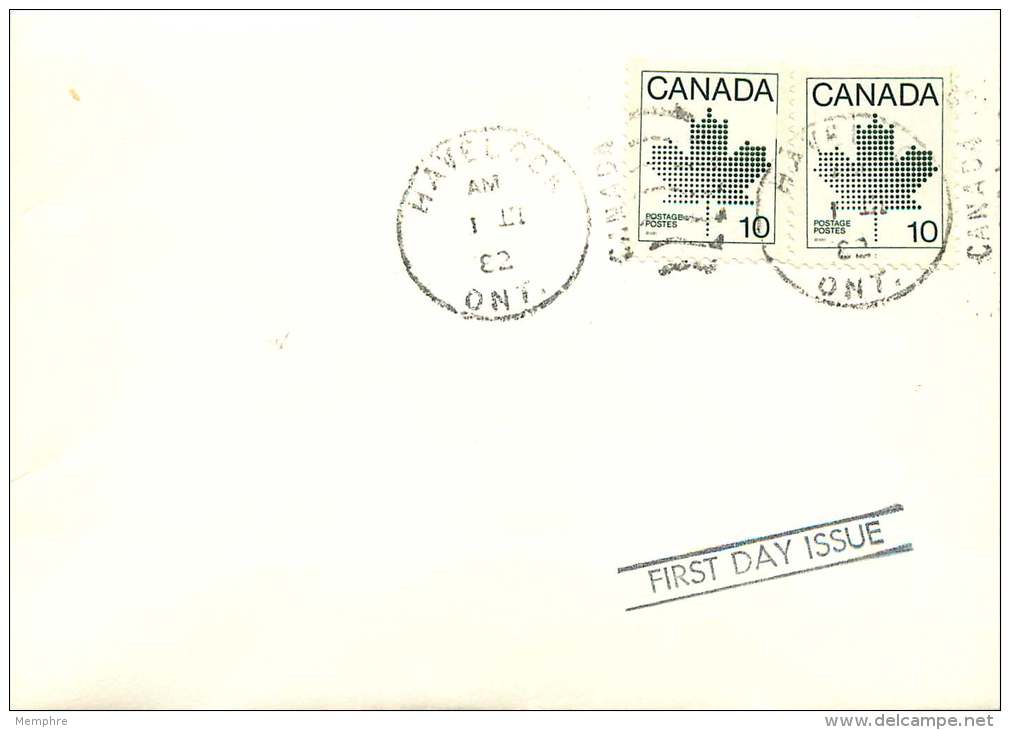 1982   10 Cents Stylized Maple Leaf From Booklet Sc 944 Pair  Very Rare FDC - 1981-1990