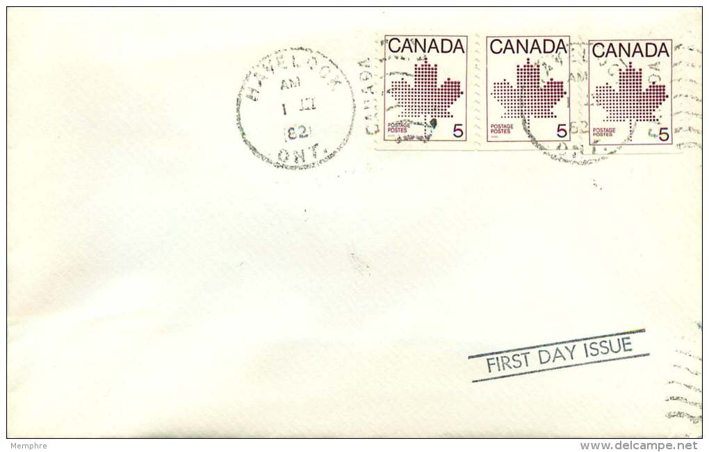 1982   5 Cents Stylized Maple Leaf From Booklet Sc 940 X3   Very Rare FDC - 1981-1990