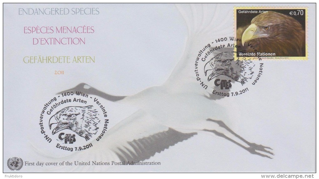 United Nations FDC Mi 733 Endangered Species - White-tailed Eagle - 2011 - FDC