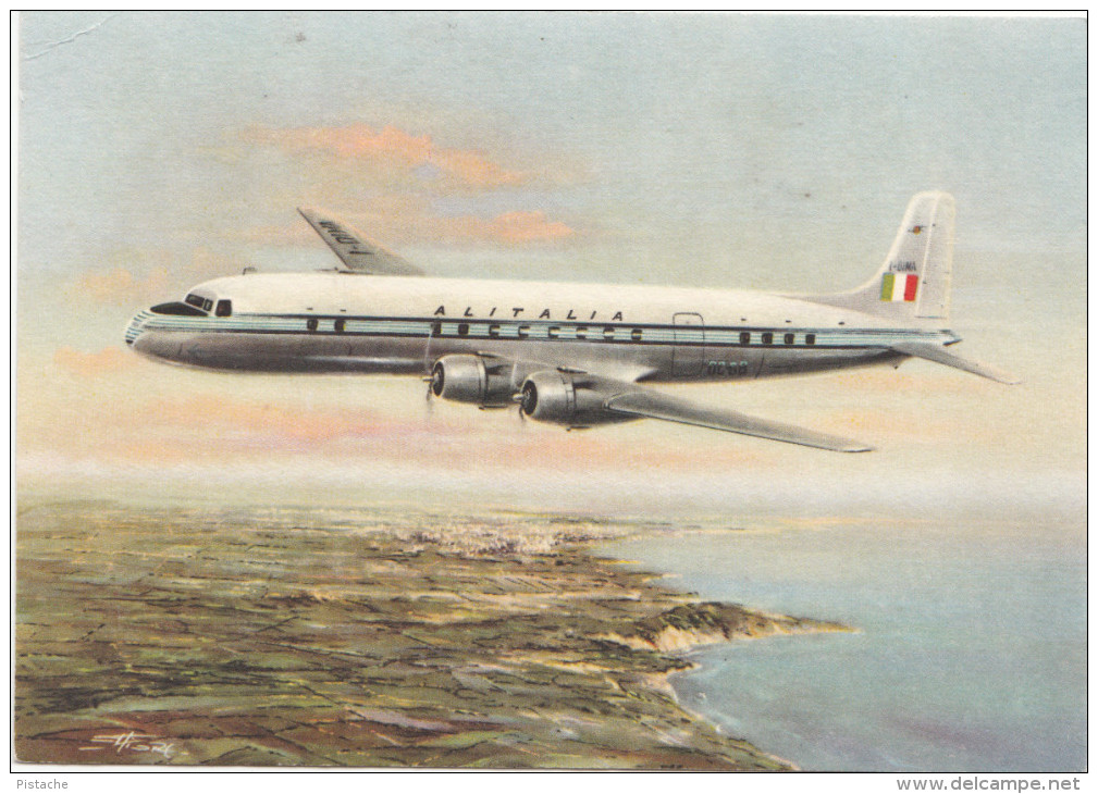 Italia Italie Italy – Volo Alitalia Super DC 6B – Aereo Avion Plane – 2 Scans Arti Grafiche Bergamo - 1946-....: Era Moderna