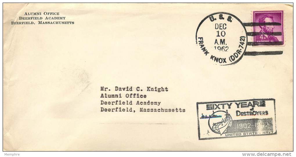 NAVAL COVER From The  U.S.S.  Frank Knox   Cachet - Covers & Documents