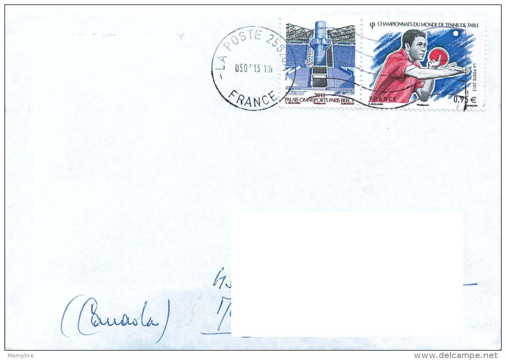 2013  Lettre Avion Pour Le Canada Tennis Sur Table Yv 4747 Avec Vignette Attenante - Storia Postale