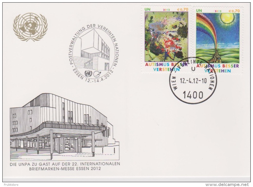 United Nations Exhibition Cards 2012 Essen Mi 746-747 Autism Awareness - Lettres & Documents