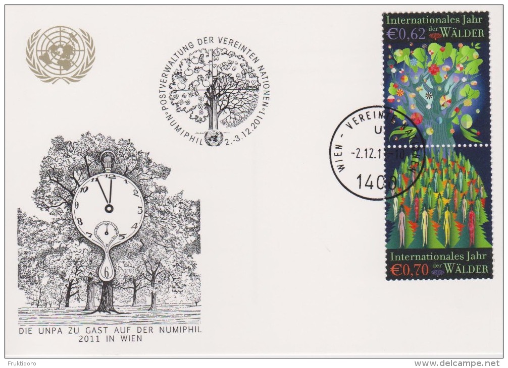 United Nations Show Card 2011 ´Numiphil´ - December 2011 - Mi 736-737 International Year Of Forests - Covers & Documents