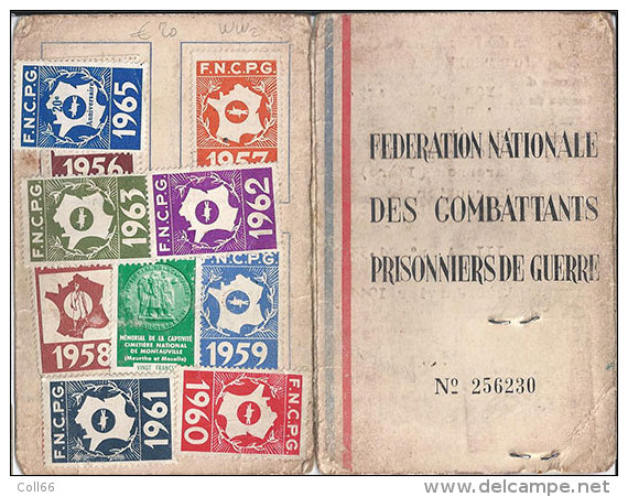 Carte Association Des Prisonniers De Guerre Du Rhone Et Ses 14  De 1952 à 1965 Vignettes Dos Scanné Franco Port Europe - Vignettes Militaires