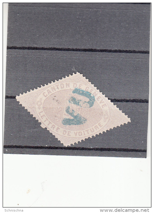 Schweiz, Canton De Geneve, Gebührenmarke 10 Centimes, Mit Aufstempelung VU, Gebraucht, Ca. 1870 - Revenue Stamps