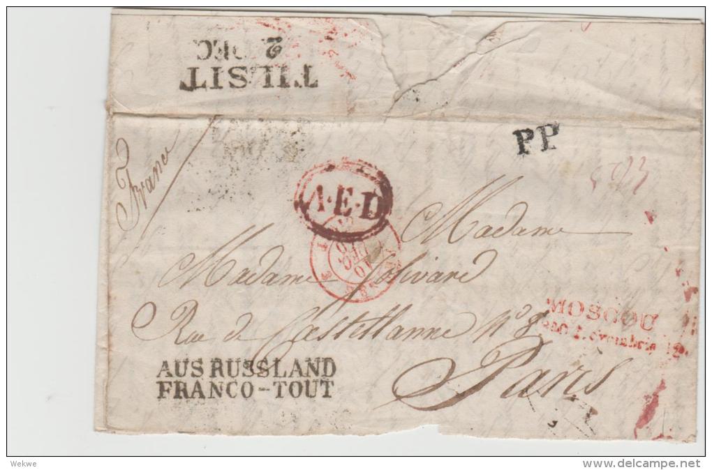 Rl176/ Aus Russland, Franco - Tout Via Tilsit Nach Paris 1840 - ...-1857 Voorfilatelie