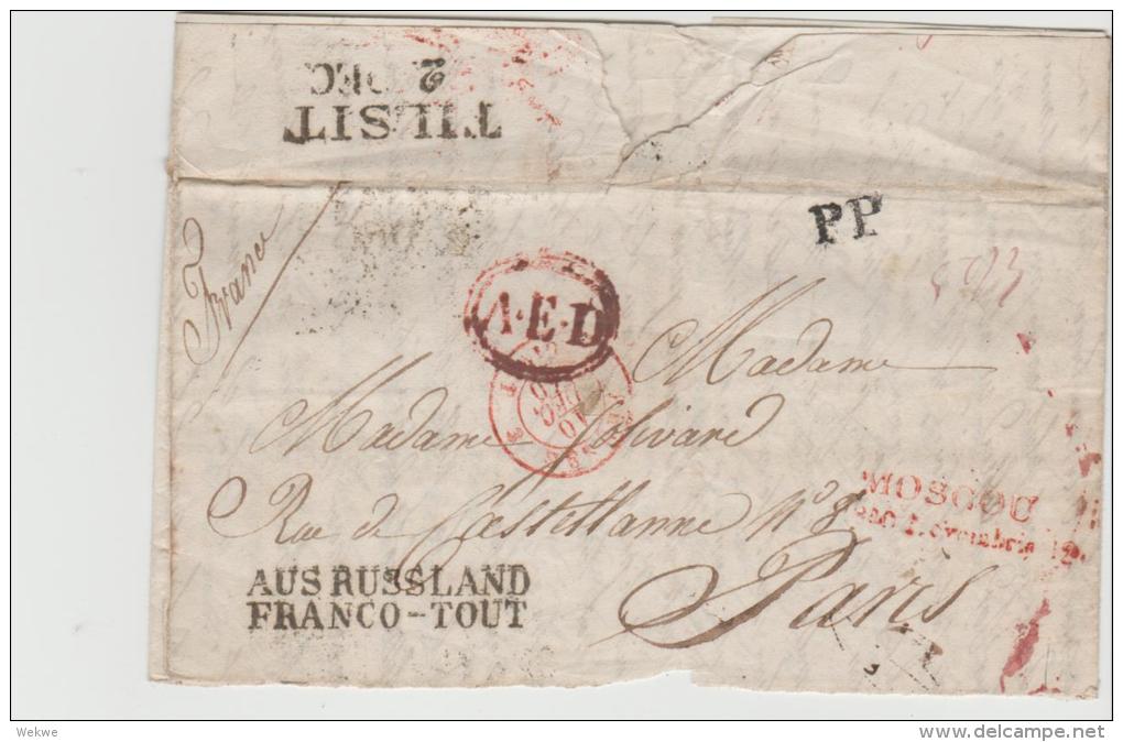 Rl176/ Aus Russland, Franco - Tout Via Tilsit Nach Paris 1840 - ...-1857 Prephilately