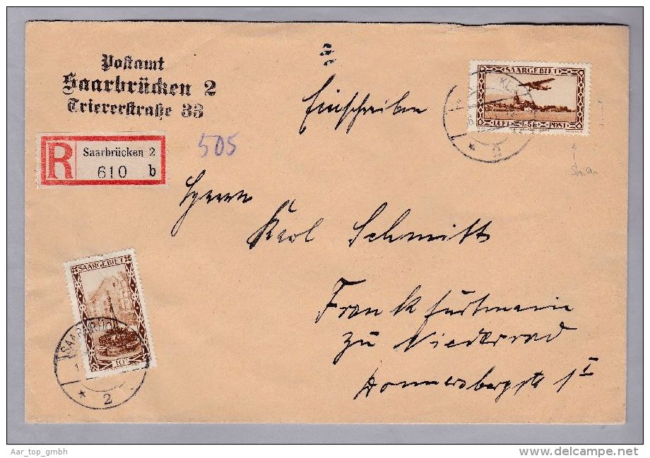 DE Saarland 1933-05-16 Saarbrücken R-Brief Mt Mi#159+108 Attest Ney - Cartas & Documentos