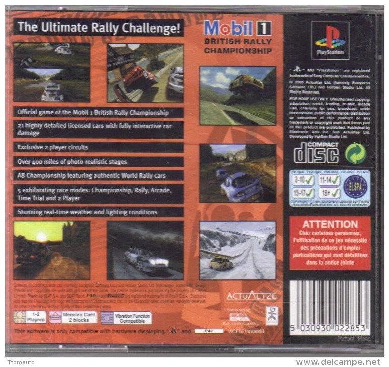 Jeux PS1  -   Rally Championship - Playstation