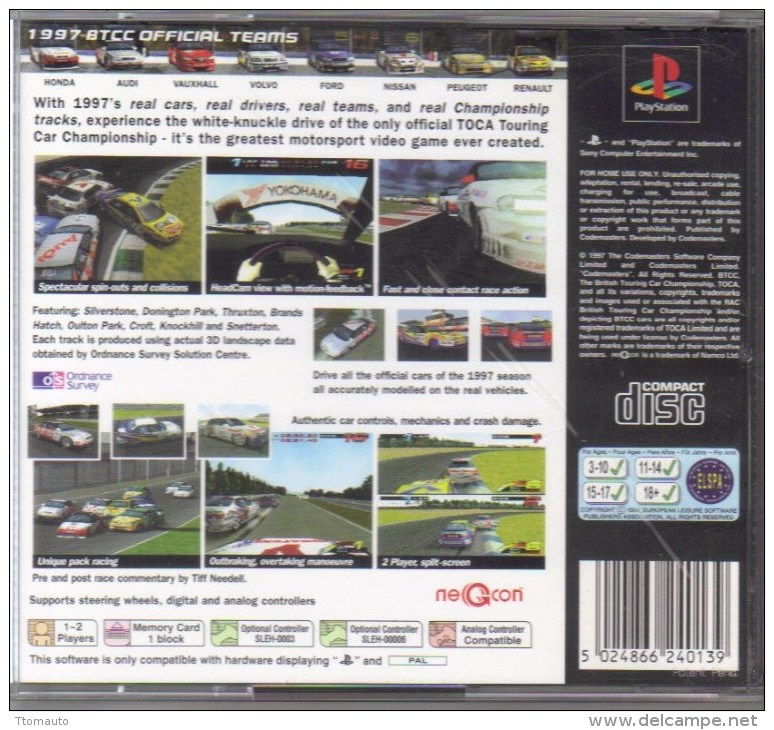 Jeux PS1  -  TOCA Touring Car Championship - Playstation