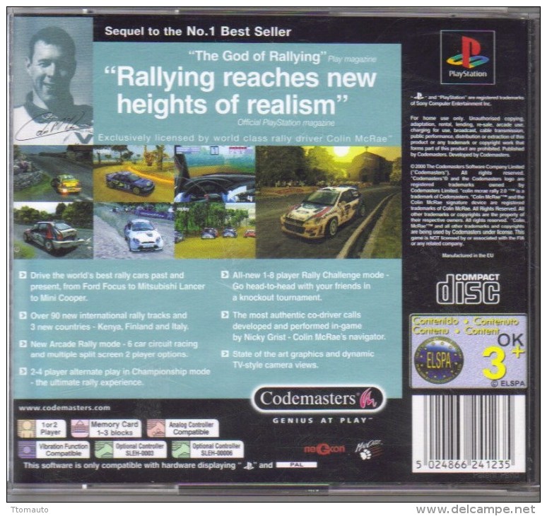 Jeux PS1  -  Colin McRae Rally 2.0 - Playstation