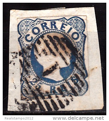 PORTUGAL - 1856-1858,  D. Pedro V. Cabelos Anelados.  25 R.   (L. Duplas) Tipo I  (o)  MUNDIFIL   Nº 12 - Used Stamps